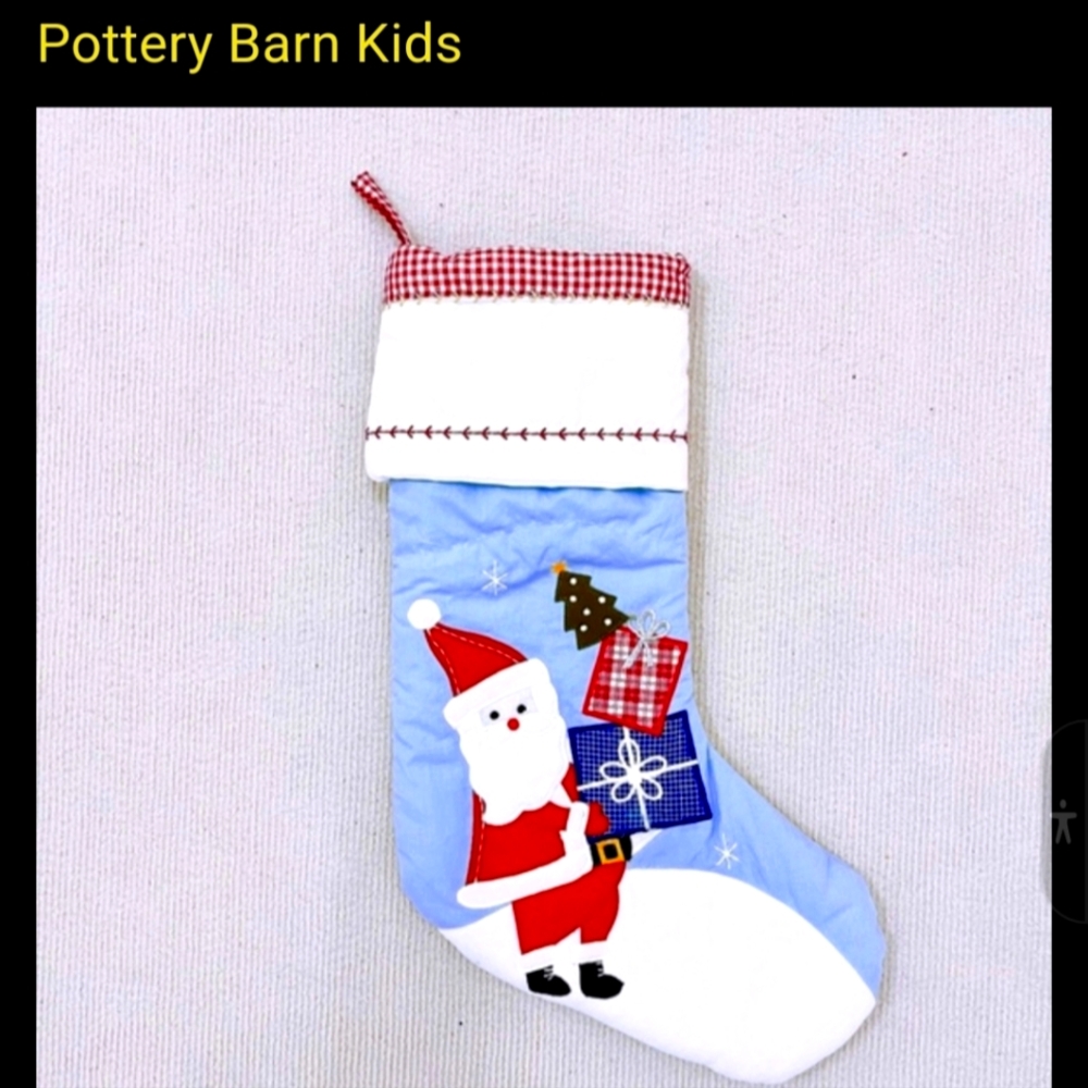NEW PBK Santa Gifts Blue Quilted Christmas Stocking No monogram
